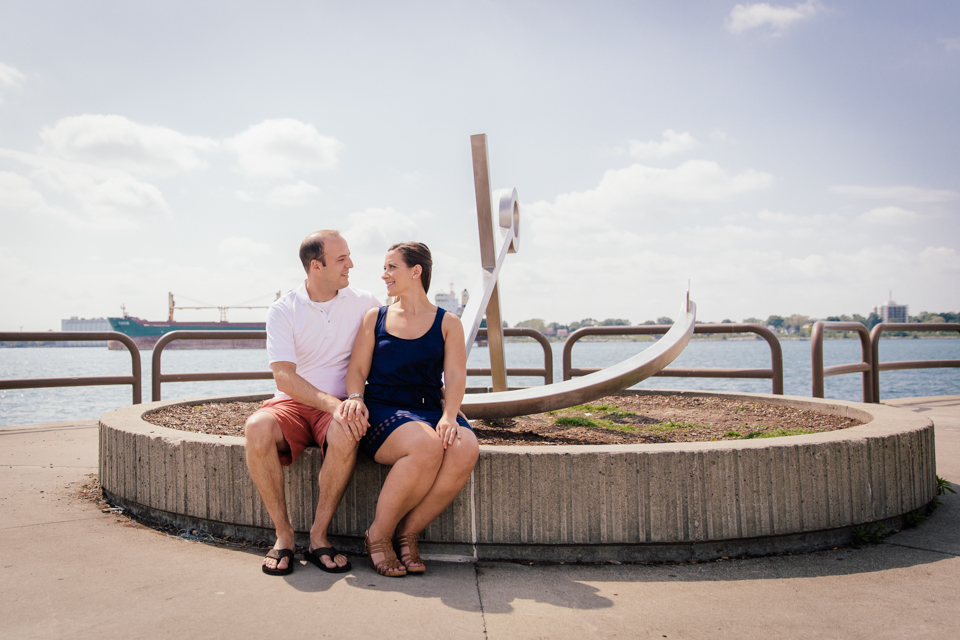 Detroit River engagement photo