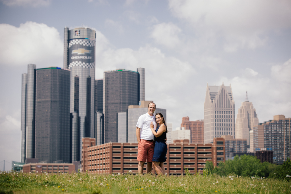 Detroit River engagement photo