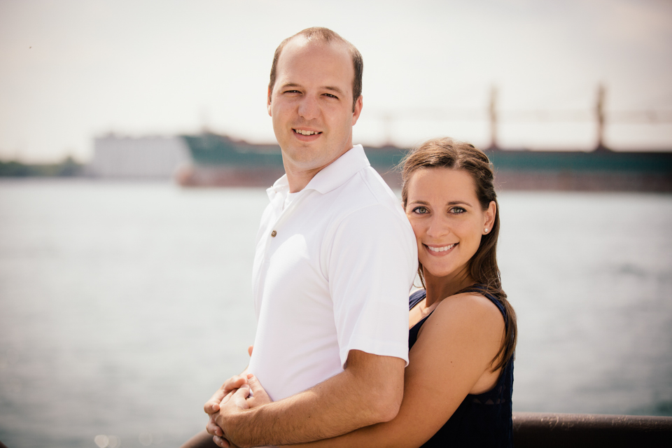 Detroit River engagement photo